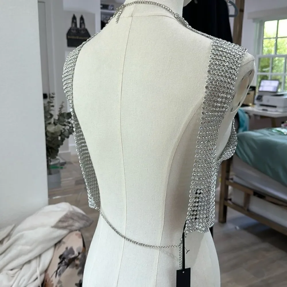 House of Harlow 1960 Silver Embellished Top - Picture 3 of 3